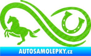 Samolepka Infinity 005 levá koník s podkovou 3D karbon zelený kawasaki