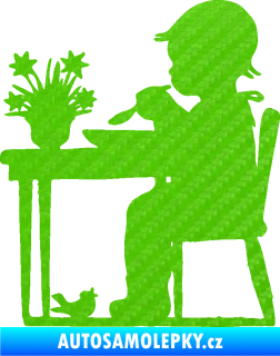 Samolepka Interiér 001 pravá dítě u stolečku 3D karbon zelený kawasaki