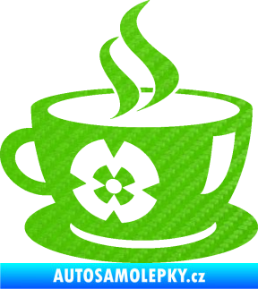 Samolepka Interiér 008 levá šálek na kávu 3D karbon zelený kawasaki