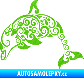 Samolepka Interiér 015 levá delfín 3D karbon zelený kawasaki