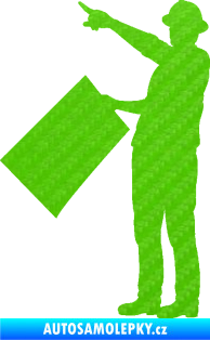 Samolepka Inženýr 001 levá 3D karbon zelený kawasaki