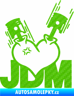 Samolepka JDM heart  3D karbon zelený kawasaki