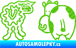 Samolepka JDM kravička a ovečka 001 pravá 3D karbon zelený kawasaki
