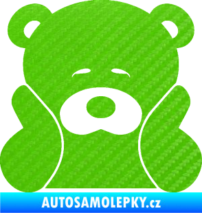 Samolepka JDM medvídek 3D karbon zelený kawasaki