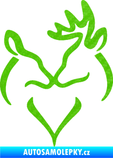 Samolepka Jelen laň láska pravá 3D karbon zelený kawasaki