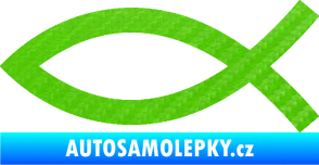 Samolepka Jesus rybička 002 křesťanský symbol 3D karbon zelený kawasaki