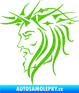 Samolepka Ježíš 002 levá 3D karbon zelený kawasaki