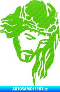 Samolepka Ježíš 003 pravá 3D karbon zelený kawasaki