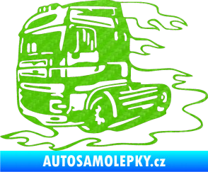 Samolepka Kamion 003 levá nákladní auto 3D karbon zelený kawasaki