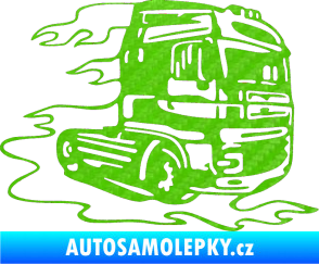 Samolepka Kamion 003 pravá nákladní auto 3D karbon zelený kawasaki