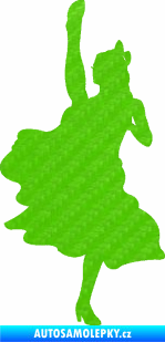 Samolepka Kankán 001 levá tanečnice 3D karbon zelený kawasaki
