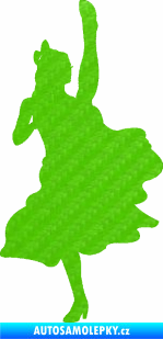 Samolepka Kankán 001 pravá tanečnice 3D karbon zelený kawasaki