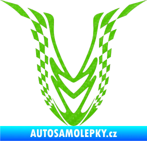 Samolepka Kapota 006 šachovnice 3D karbon zelený kawasaki