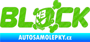 Samolepka Kenblock lebka s napisem 3D karbon zelený kawasaki