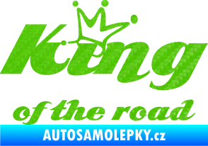 Samolepka King of the road nápis 3D karbon zelený kawasaki