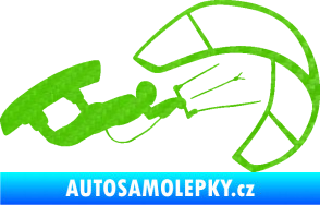 Samolepka Kiteboarding 001 pravá 3D karbon zelený kawasaki