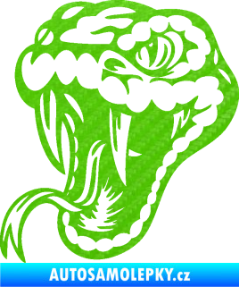 Samolepka Kobra 006 levá hlava 3D karbon zelený kawasaki