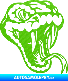 Samolepka Kobra 006 pravá hlava 3D karbon zelený kawasaki
