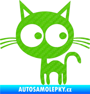 Samolepka Kočička 001 levá 3D karbon zelený kawasaki