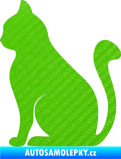 Samolepka Kočka 001 levá 3D karbon zelený kawasaki