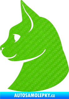Samolepka Kočka 006 levá 3D karbon zelený kawasaki