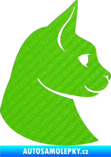Samolepka Kočka 006 pravá 3D karbon zelený kawasaki