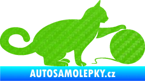 Samolepka Kočka 011 pravá 3D karbon zelený kawasaki