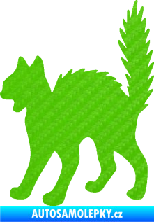 Samolepka Kočka 013 levá 3D karbon zelený kawasaki