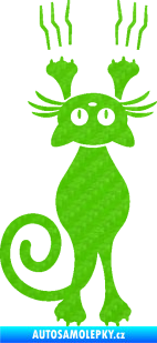 Samolepka Kočka 023 levá s drápanci 3D karbon zelený kawasaki