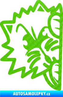 Samolepka Kočka 026 levá kuk 3D karbon zelený kawasaki
