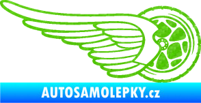 Samolepka Kolo s křídlem pravá 3D karbon zelený kawasaki