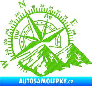 Samolepka Kompas 002 levá hory 3D karbon zelený kawasaki