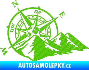 Samolepka Kompas 003 levá hory 3D karbon zelený kawasaki