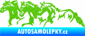 Samolepka Koníci 004 levá stádo 3D karbon zelený kawasaki