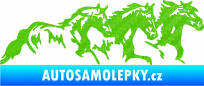 Samolepka Koníci 004 pravá stádo 3D karbon zelený kawasaki