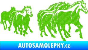 Samolepka Koníci 005 stádo pravá 3D karbon zelený kawasaki
