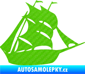 Samolepka Koráb 001 pravá 3D karbon zelený kawasaki