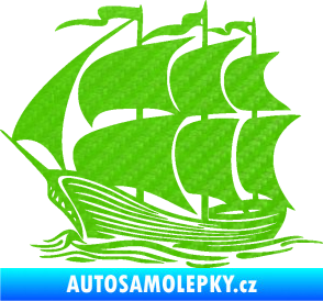 Samolepka Koráb 002 levá 3D karbon zelený kawasaki