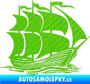 Samolepka Koráb 002 pravá 3D karbon zelený kawasaki
