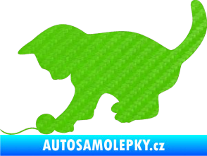 Samolepka Koťátko 001 levá 3D karbon zelený kawasaki