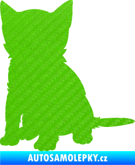 Samolepka Koťátko 005 levá 3D karbon zelený kawasaki