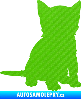 Samolepka Koťátko 005 pravá 3D karbon zelený kawasaki