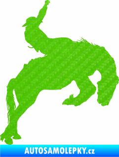 Samolepka Kovboj 001 pravá rodeo na koni 3D karbon zelený kawasaki