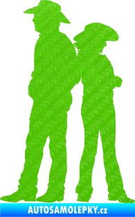 Samolepka Kovboj a kovbojka 001 levá 3D karbon zelený kawasaki