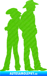 Samolepka Kovboj a kovbojka 001 pravá 3D karbon zelený kawasaki