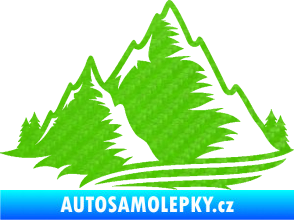 Samolepka Krajina hory 003 levá 3D karbon zelený kawasaki
