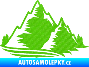 Samolepka Krajina hory 003 pravá 3D karbon zelený kawasaki