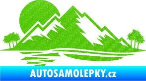 Samolepka Krajina hory 004 levá 3D karbon zelený kawasaki