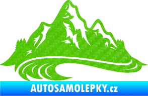 Samolepka Krajina hory 008 levá 3D karbon zelený kawasaki