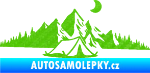 Samolepka Krajina hory 023 pravá kempování 3D karbon zelený kawasaki